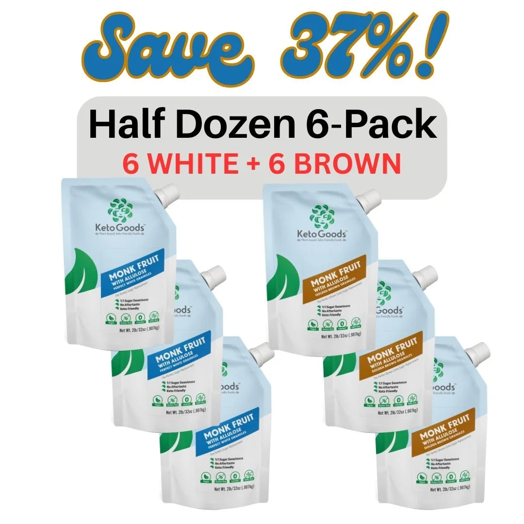 6-Pack of Monkfruit & Allulose Granules (3 White + 3 Brown)