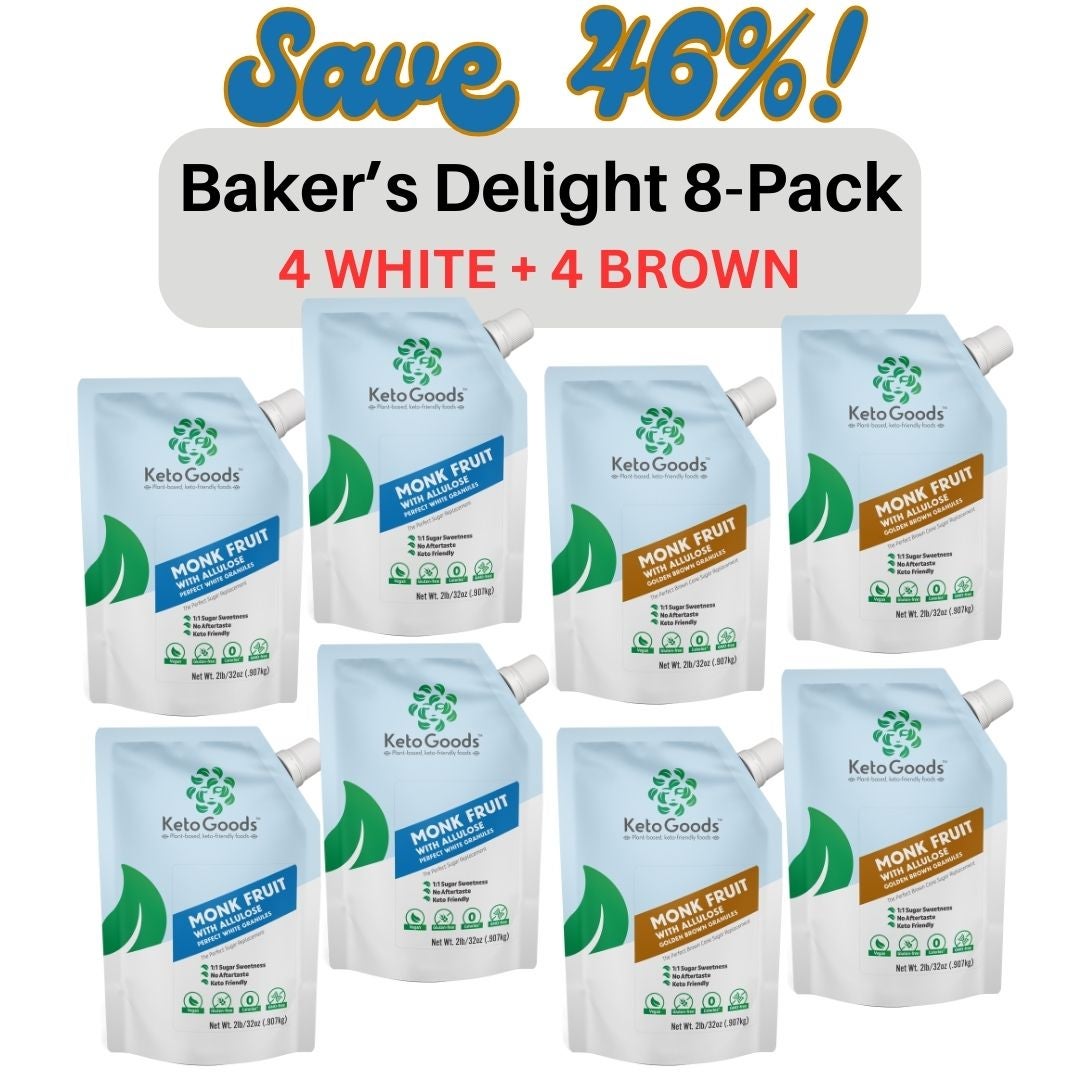 8-Pack of Monkfruit & Allulose Granules (4 White + 4 Brown)