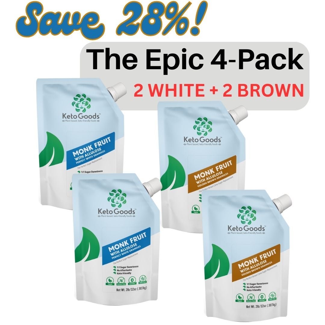 4-Pack of Monkfruit & Allulose Granules (2 White + 2 Brown)