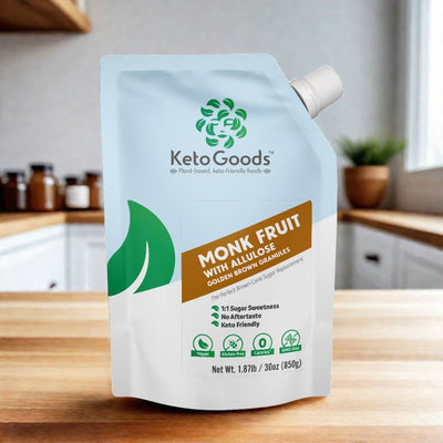 KetoGoods Monkfruit allulose brown granules front #KG-MB-G-32