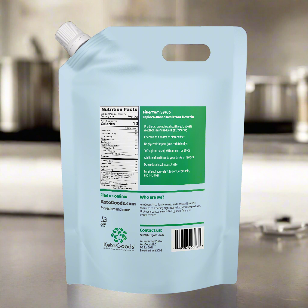 FY-RD-L-5.0 Fiberyum tapioca based resistant dextrin prebiotic soluble fiber 5lb rear packaging label #FY-RD-L-5.0