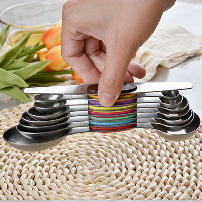 Magnetic Measuring Spoon Set - 1/8 Tsp thru Tablespoon - Including Leveler