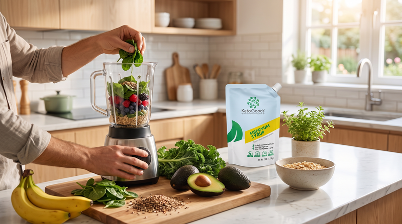 Person making a healthy smoothie — fiber for GLP-1 medication users